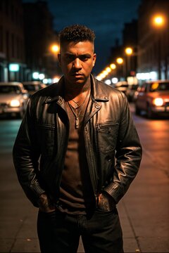 A dangerous assassin gangster lurking in urban street