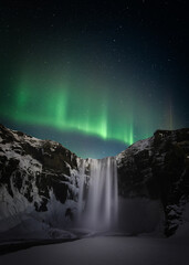 aurora and waterfall