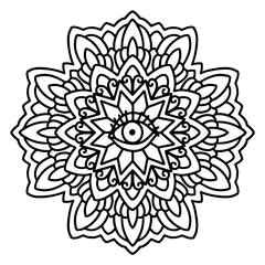 Mandala art with eyes in the middle