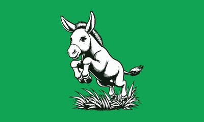 Donkey jumping logo design 