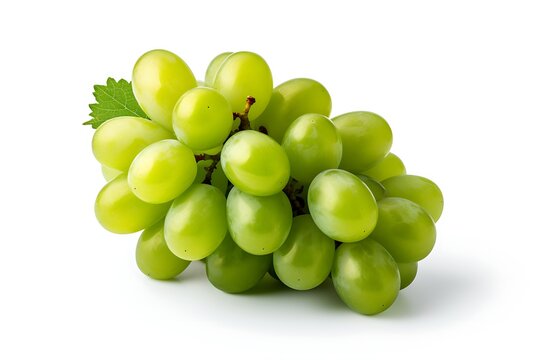 "Isolated Green Grapes on White Background - Fresh Image for Culinary Designs in Stock Photography"