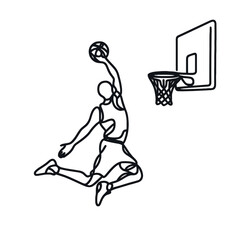Continuous line drawing of a basketball player. vector illustration