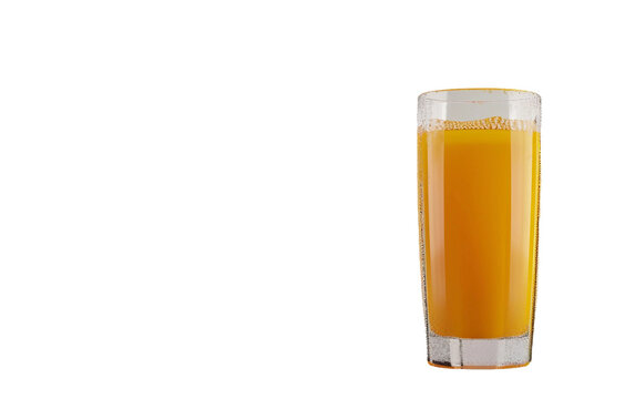 A Glass Filled with Vibrant Fresh Orange Juice Isolated on Transparent Background PNG.
