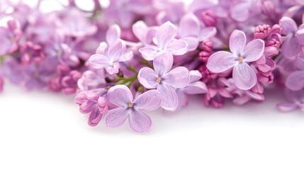 purple lilac flower closeup, isolated on a white background.