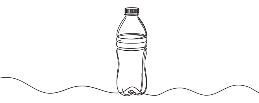 recommend clip art: Bottle of water. Continuous drawing of a bottle. One line vector illustration.