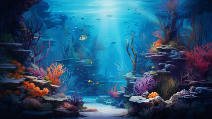 Fototapeta na wymiar Vibrant Vista An Underwater Coral Reef Scenecoral