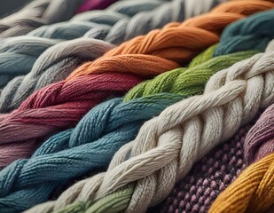 close up of colorful knitting yarn