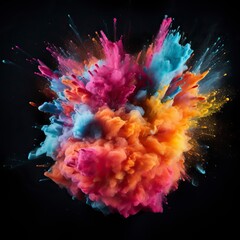 Obraz premium Explosion of colored powder on black background