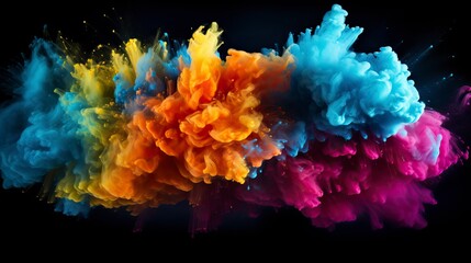 Explosion of colored powder on black background