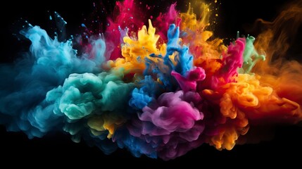 Explosion of colored powder on black background