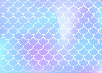 Gradient scale background with holographic mermaid. Bright color transitions. Fish tail banner and invitation. Underwater and sea pattern for girlie party. Creative backdrop with gradient scale.