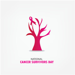 National Cancer Survivors Day vector graphic is great for National Cancer Survivors Day celebrations. flat design. flyer design. flat illustration. Simple and Elegant Design