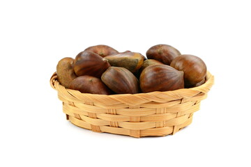 heap of chesnuts isolated on white background