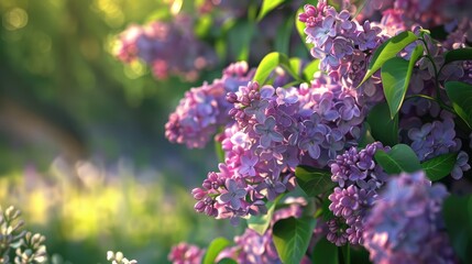 beautiful lilac flowers on a summer day, capturing the vibrant colors and floral beauty of a blooming lilac bush.