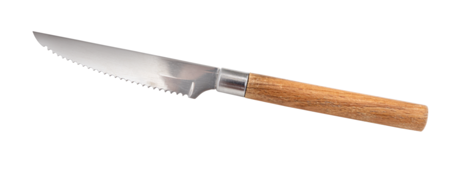 A used jagged meat cutting knife