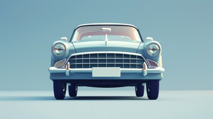 3d illustration render of a classic car with front view angle and studio lighting background. Generative AI