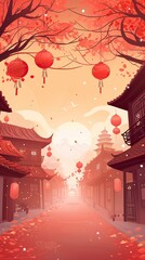 Fototapeta premium App background, Illustration style, red theme, Chinese New Year