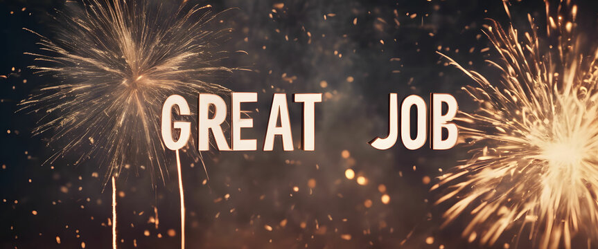 "GREAT JOB" inscribed on a festive background.