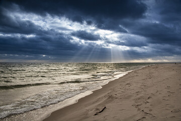 Calm winter day on the Baltic coast in Poland