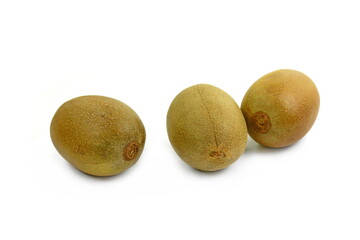 Whole golden kiwifruit kiwi (Actinidia chinensis) on white background