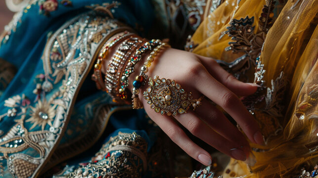 woman's hand adorned with a vintage-inspired bracelet