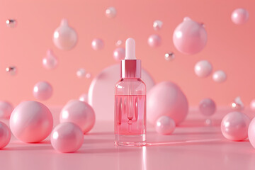 Serum for face care  on blue surface background