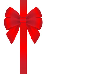 Red Ribbon Bow. Vector Illustration Isolated on White Background. 