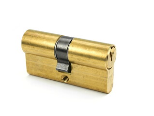 The cylinder of the lock isolated on  white background. 