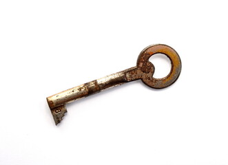 Old key isolated on white background. 