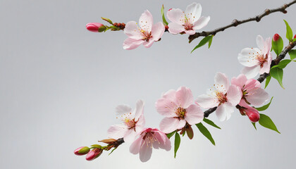 exquisite cherry blossom branch isolated on a transparent background for design layouts