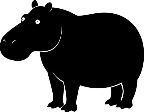 recommend clip art: Hippopotamus minimalist silhouette illustration vector graphic design element
