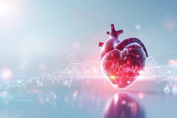 Heart Beats with medical background , service health and medical technology concept. - obrazy, fototapety, plakaty