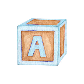 Watercolor baby cube clipart illustration