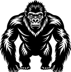 Gorilla vector silhouette vector illustration in isolated background