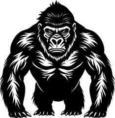 Gorilla vector silhouette vector illustration in isolated background