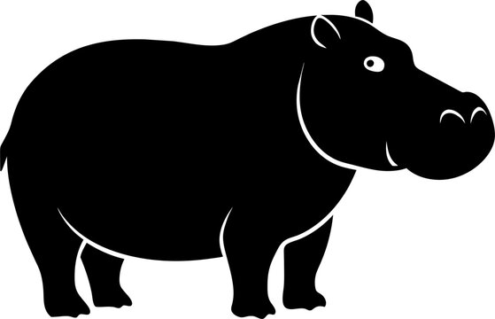 recommend clip art: Hippopotamus minimalist elegant silhouette element illustration vector design