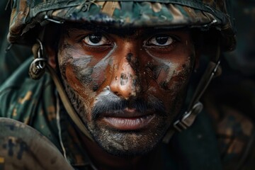 Portrait of a soldier in the Indian army.
