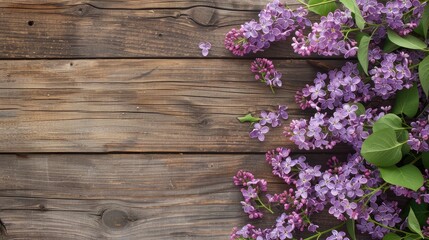 beautiful lilac on a wooden background.
