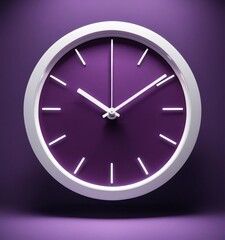 3d render wall clock purple background 