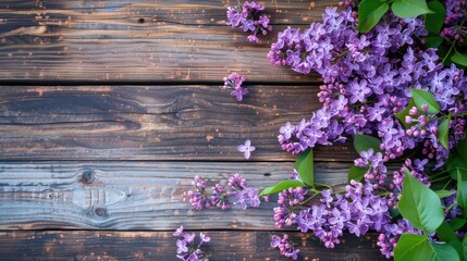 beautiful lilac on a wooden background.