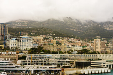 Panoramic view of Monte Carlo marina and cityscape