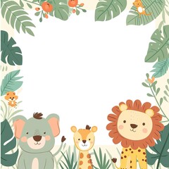 cute memo page template animal illustration vector