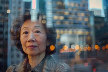 Gordijnen middle aged asian american woman in office © kalafoto