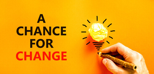 A chance for change symbol. Concept words A chance for change on beautiful orange paper. Beautiful...