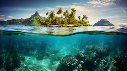 Beautiful tropical island in French Polynesia - obrazy, fototapety, plakaty