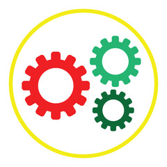 Gear icon, set of gears icons, gears border graphics vector illustration on white background. Vector illustration. Eps file 65.