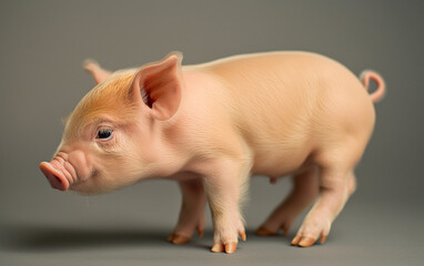 Cute baby piglet standing on background. Generative AI