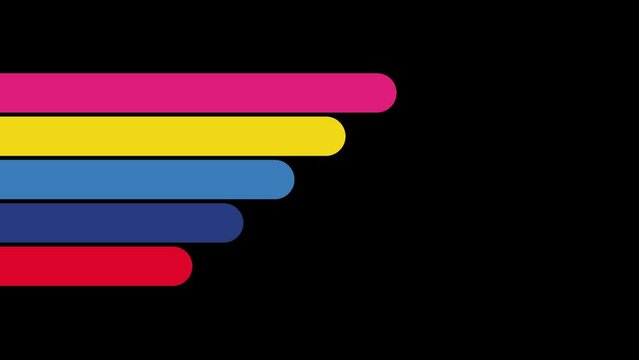 retro stylized 1980s big lines on black background. Classic isolated stripes show up. Two clips