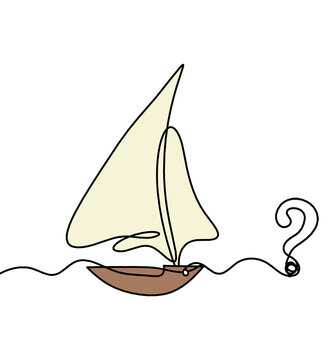 recommend clip art: Abstract color boat with question mark as line drawing on white