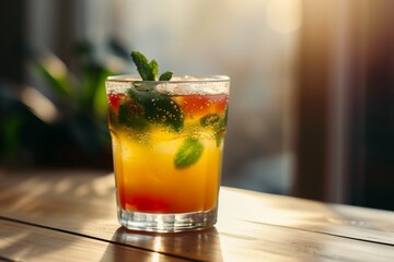 delicious cocktail on wooden table